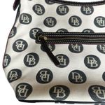 Dooney & Bourke Vtg Monogram Shoulder Bag Purse Ivory Black Leather Trim 10.5x15 Photo 1
