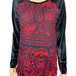 Sundance Enchantress New Velvet Long sleeve boho Top sz S embroidered black red Photo 1
