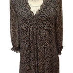 ZARA Polka Dot Sheer Long Sleeved Dress Black with tan dots sz S Photo 0