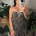 Betsey Johnson  Retro Floral Mini Slip Dress Navy Bow Photo 8