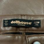 Dollhouse  Vegan Leather Pants 22W High Rise Flare Leg Button Fly Burnt Caramel Photo 9