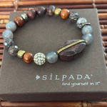 Silpada  Wood Agate  Beaded Bracelet with Brass Accents Photo 0