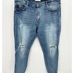 Kancan Womens High Rise Boyfriend Jeans Size 32 Washed Distressed Knees Blue Photo 0