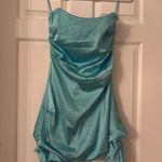 Mini Satin teal dress HOCO Green Size 6 Photo 0