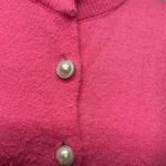 Vintage Women's Mock Neck Pearl Button Cardigan Sweater Pink Size M Classic Size M Photo 2
