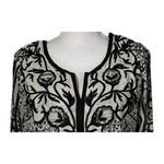 Gretchen Scott Tunic Size Small Black 3/4 Sleeves Boho Lagenlook Floral Artsy Photo 3