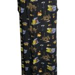 carole little Vintage 90s Dress Shirt Set L Black Button Up Short Sleeve Rayon Photo 5