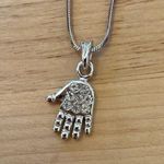 Beaux Bijoux Silver Crystal Hamsa Hand Necklace | Dainty Spiritual Pendant Photo 2