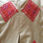 BCBG Maxazria cotagecore bohemian embroidered beige and red maxi pleated skirt 2 Photo 5