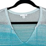 J. Jill 100% Linen Ombré Blue White Open Knit Tassel Beaded Aqua Size Small Photo 2