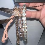 Set of Four Boho Rose Gold Tone‎ Charm, Rhinestone and Leather Bracelets Pink Photo 2