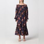 SEA New York Esme Silk Floral Long Sleeve Dress in Navy, Size S, NWT Blue Photo 5