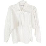 NWT Batsheva Cotton Eyelet Lace Broderie Anglaise Bow Detail Blouse White Size 6 Photo 5
