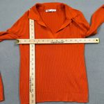 ZARA  Womens Knit Top S Orange Ribbed Long Sleeve Collared Pullover Sweater Cute Photo 2