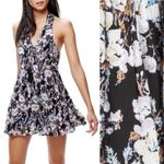 Free People  Washed Ashore Tassel Tie Black Floral Mini Dress Size XS Photo 2