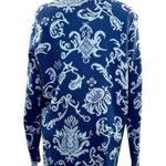 Classic Elements Vintage Women's XL Blue Floral Cardigan Sweater Cotton Photo 2