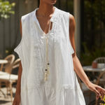 Knox Rose White Sleeveless Top Boho Tunic w/ Necklace Size 1 Summer coverup Photo 0