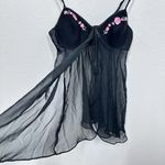 Gilligan &‎ O'Malley Embroidered Open Front Back Baby Doll Dark Fairy Lingerie S Black Photo 4