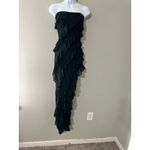 Oh Polly  Nevali Bandeau Ruffle Detail Maxi Dress in Black Asymmetric NWOT Size 0 Photo 3
