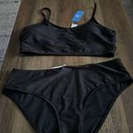 Cupshe Textured Black Scoop Neck High Waisted Bikini Set Size xl Photo 4