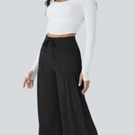 Halara  High Waist Wide Leg Drawstring Yoga Pants Patch Pockets Black XL NWT Photo 5