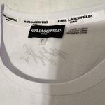 Karl Lagerfeld NWT Love From Paris Graphic T-Shirt Womens L White Pink Sequins Photo 2