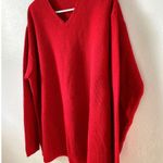 Structure Vintage Red Knit Long Sleeve Sweater Men Size X Large V Neck Ramie Photo 2