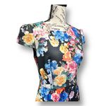 Betsey Johnson 6 Black Floral Scuba Pencil Dress Short Sleeve Feminine Festival Photo 2