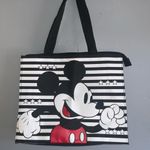 Disney  Mickey Mouse Black And White Striped Tote Bag Zip Closure 15X12X4.5 Photo 1