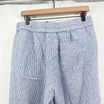 Talbots  Medium Blue White Stripe Linen Wide Leg Ankle Pants Drawstring Cuffed‎ Photo 3