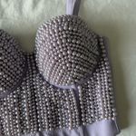 Light Purple Pearl Beaded Bustier Crop Top Size XS Photo 2