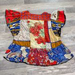 John Mark  Colorful Mixed Print Peplum Top Flutter Sleeve N4 Photo 4