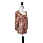 cj banks Slinky Blouse Plus Sz 2X 100% Silk Tunic Top Maroon & Tan 3/4 Sleeves Photo 2