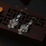 Boho flower water drop pear‎ shaped retro crystal faux fashion jewelry Silver Photo 5