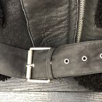 ZARA  Woman’s Coat M Bomber RAF Black Aviator Fur Shearling Real Leather Jacket Photo 2