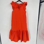 Anthropologie  WHIT TWO Flouncy Bright‎ Orange Ruffled Tiered midi dress Small Photo 4