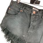 One Teaspoon 4040 Skirt With Low Waist & Raw Hem Size 27 black Denim button fly Photo 9