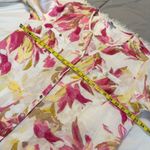 JM Collection  Linen Floral Button Down Blouse Top Wmns Sz 18 Pink Tan Roll Tab Photo 5