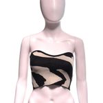 SheIn Black & Beige Abstract Strapless Crop Top – Size Small Photo 1
