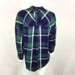 Sanctuary Shirt XS Navy Green Plaid Tie Front Button Down Casual Photo 4