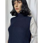 Karen Millen Mock Neck Wool Blend Sweater navy gray sleeves small Photo 1
