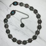 Western Faux Turquoise Coral Concho Chain Belt ✨ Silver Photo 0