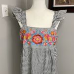 Savanna Jane Black White Embroidered Ruffle Sleeveless Dress Size Medium Pink Photo 1