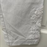 Tribal Pull On Crispy White Skinny Cut Pants w/ Crochet Ankles Photo 6