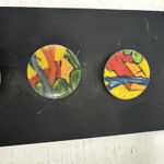 Vtg Pier 1 Imports Dress Your Shirt 4 Button Covers Art‎ Abstract Delicate Boho Yellow Photo 3