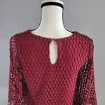 Anthropologie Vanessa Virginia Red Open Lace Angel Sleeve Top S Photo 3