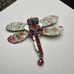 Hand Crafted Metal Dragonfly Insect Artisan Signed Brooch Pin Rhinestone Bead Photo 0
