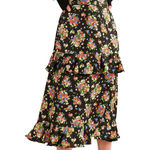 NEW W/ Tags BODEN Satin Ruffle Midi Skirt Black Multi Floral Print Size 6 Photo 0