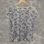 Lucky Brand | Mini Denim Floral Gray Blue Short Sleeve Roll Tab Pajama Shirt L Photo 0