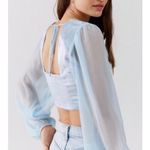 Urban Outfitters NEW Peggy Velvet Hook & Eye Crop Top S Blue Photo 2
